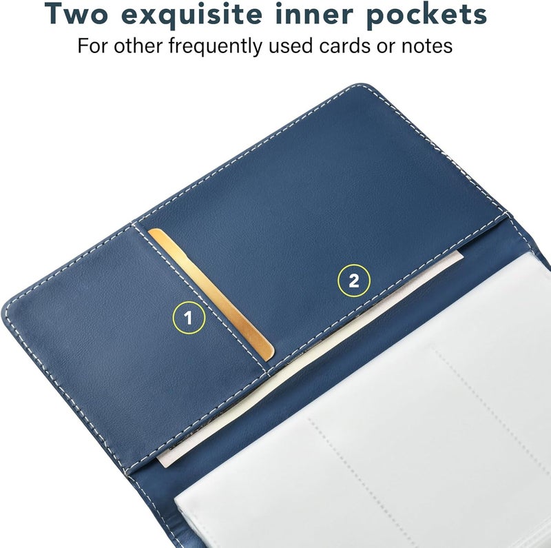 DMFLY Leather Professional Business Card Holder Organizer Book - 300 Card Capacity Premium PU Folder with Soft Cover, Name Card Credit Cards Binder for Men/Women, Dark Blue - Image 5